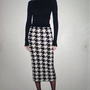 NWT Anine Bing Reese Large Houndstooth Midi Skirt Size Small